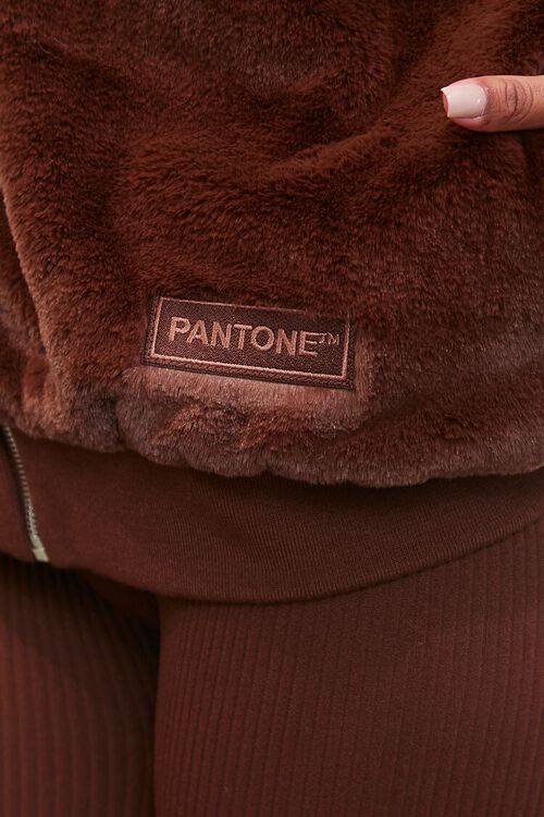BROWN Pantone Hooded Plush Jacket, image 5
