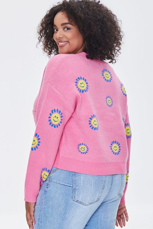 PINK/MULTI Plus Size Floral Cardigan Sweater, image 3