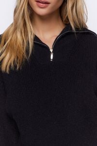 BLACK Half-Zip Ribbed Sweater, image 5