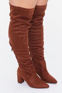 BROWN Faux Suede Knee-High Boots (Wide), image 2