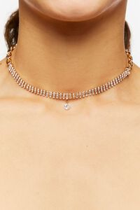 GOLD Tiered Rhinestone Choker Necklace, image 1
