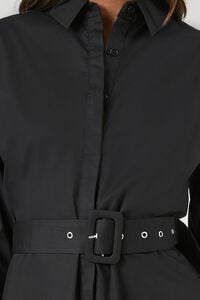 BLACK Poplin Belted Mini Shirt Dress, image 5