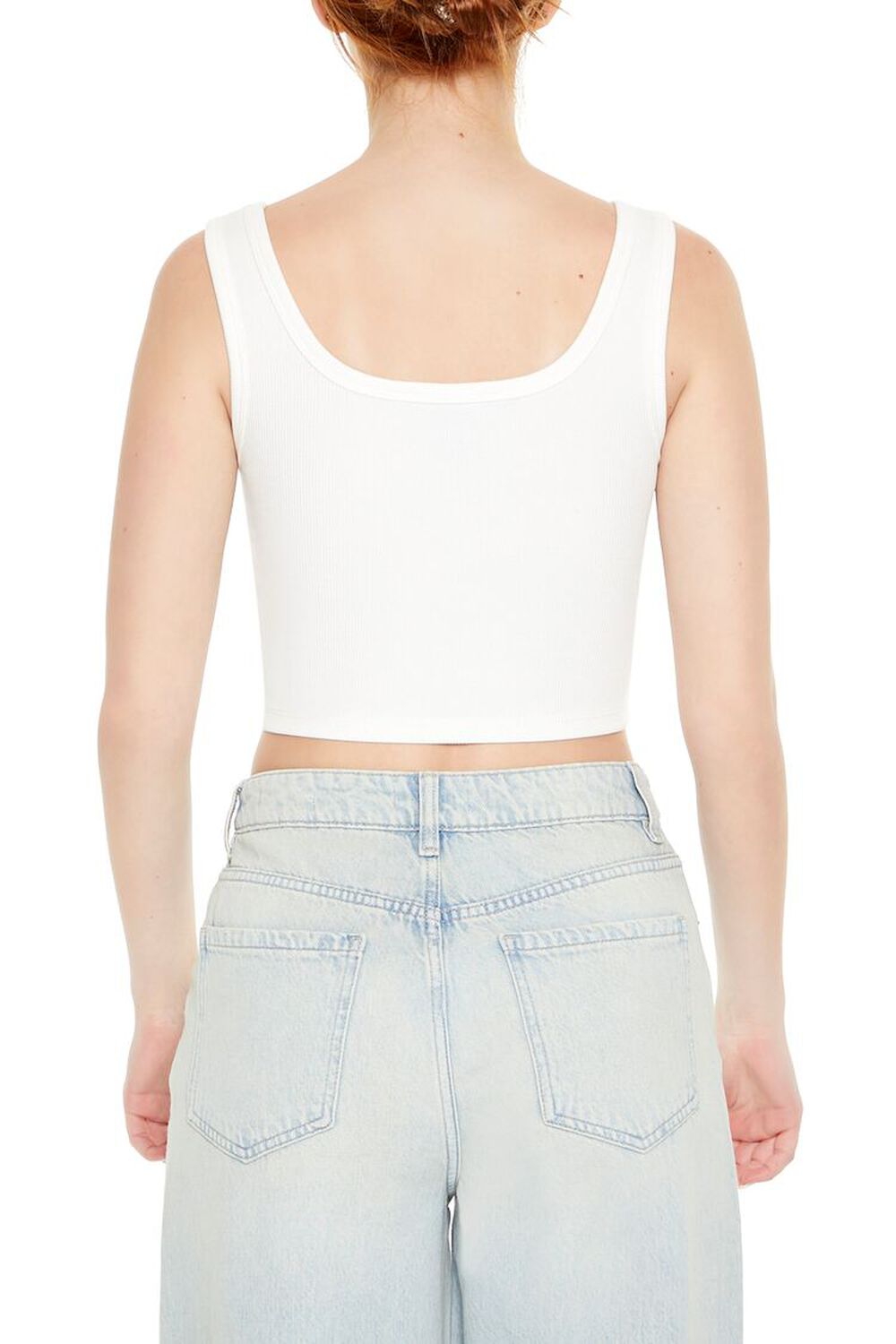 WHITE Cropped Bow Tank Top, image 3