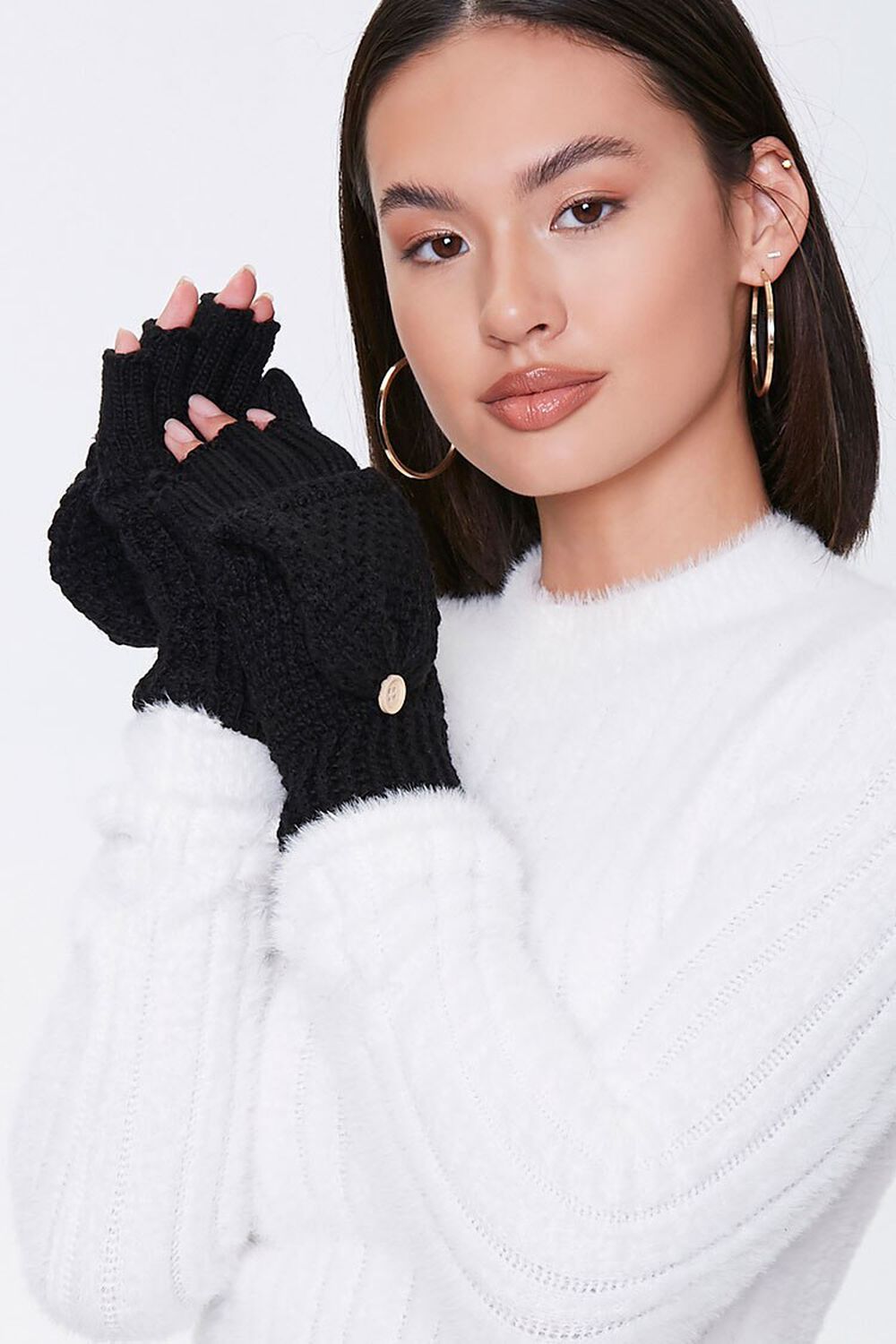 BLACK Convertible Knit Gloves, image 2