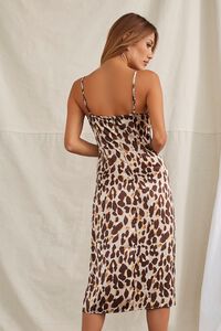 TAN/MULTI Leopard Print Satin Midi Dress, image 3