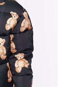 BLACK/MULTI Teddy Bear Print Puffer Jacket, image 6