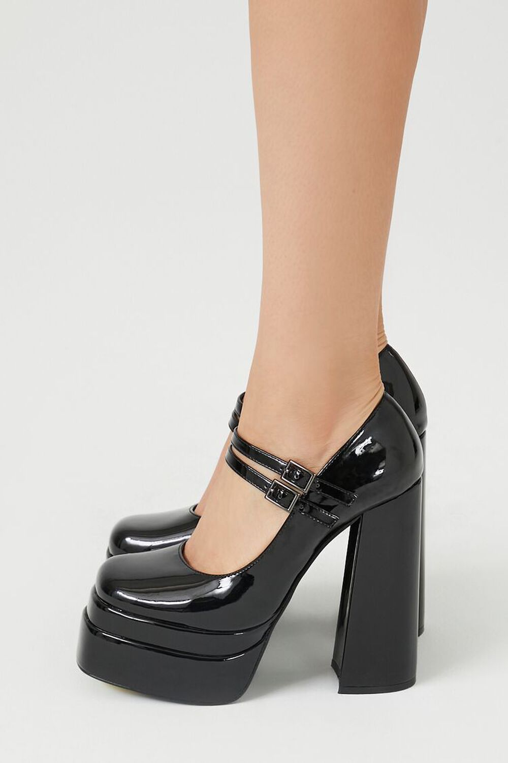 Faux Patent Leather Mary Jane Heels
