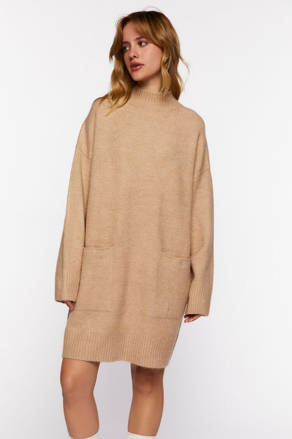 Women's Mock Turtleneck Cashmere-like Pullover Sweater - Universal Thread™  Tan 4x : Target