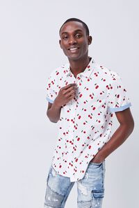WHITE/MULTI Fitted Cherry Print Shirt, image 1