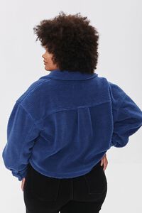 BLUE Plus Size Faux Shearling Jacket, image 4