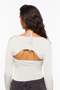 OYSTER GREY Cutout Tie-Neck Top, image 3