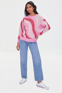 PINK/MULTI Abstract Print Drop-Sleeve Sweater, image 4