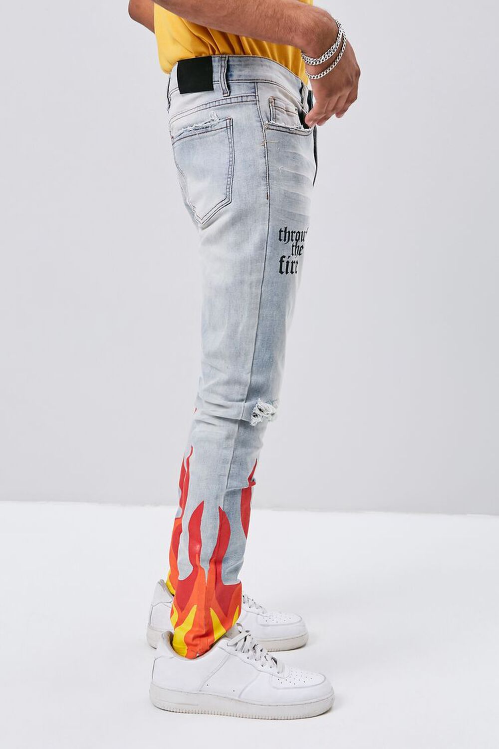 LIGHT DENIM/MULTI Flame Graphic Distressed Jeans, image 3