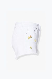 WHITE Floral Embroidered Denim Shorts, image 2