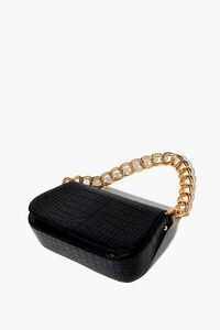 BLACK Faux Croc Leather Shoulder Bag, image 4