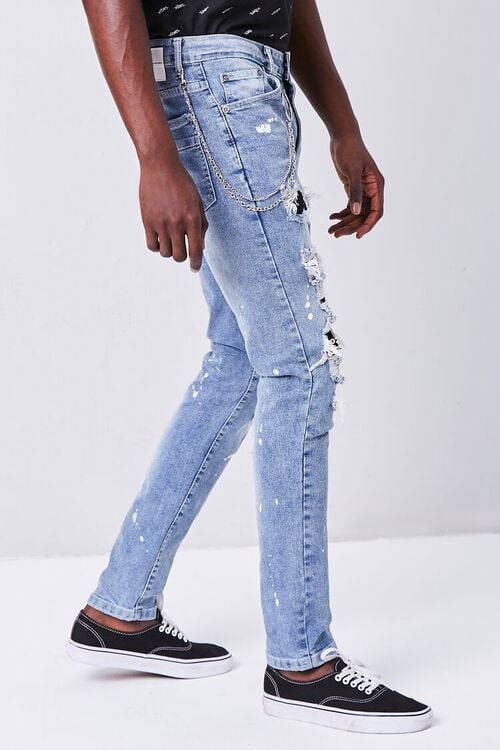 INDIGO Distressed Studded Slim-Fit Jeans, image 3