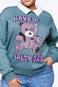 Plus Size Teddy Bear Graphic Combo Pullover, image 5