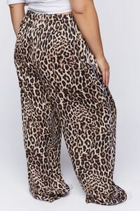 TAN/MULTI Plus Size Satin Leopard Pajama Pants, image 4
