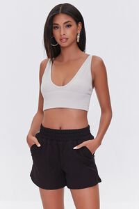 BLACK Quilted Dolphin-Hem Shorts, image 1