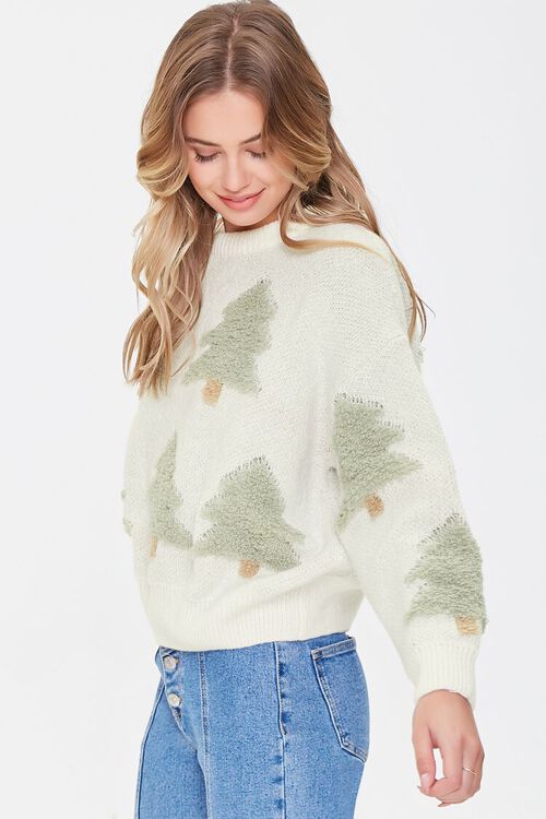 IVORY/MULTI Textured Tree Pattern Sweater, image 2