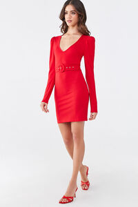 RED O-Ring Belt Mini Dress, image 4