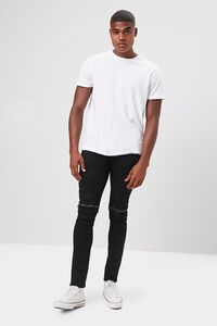 BLACK Zippered Moto Skinny Jeans, image 4