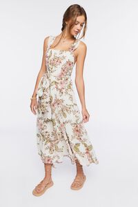 WHITE/MULTI Chiffon Floral Print Midi Dress, image 4