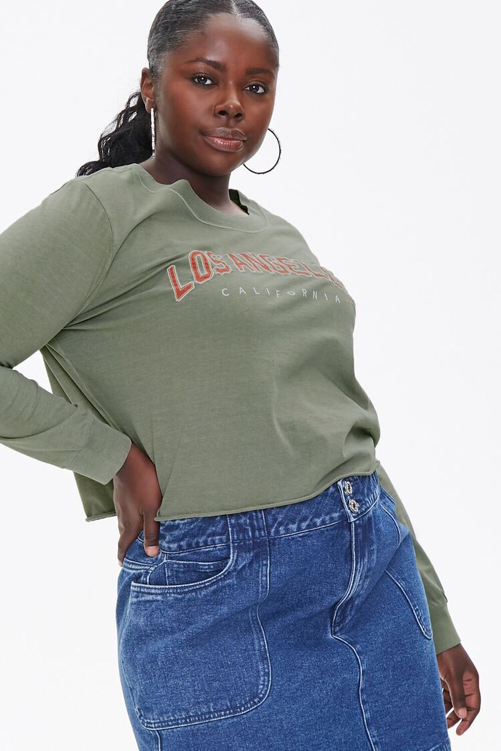 CHARCOAL/MULTI Plus Size Los Angeles Graphic Top, image 1