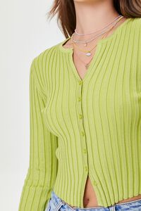 GREEN Ribbed Knit Cardigan Sweater, image 5