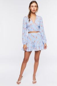 BLUE/MULTI Floral Print Crop Top & Mini Skirt Set, image 4