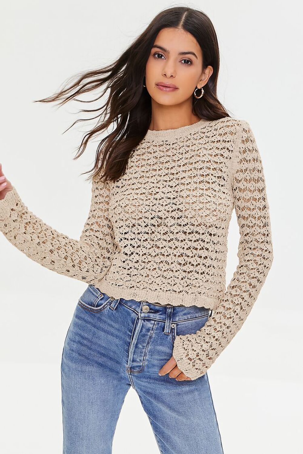 Crochet Open-Knit Sweater