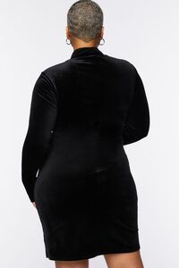 BLACK Plus Size Velour Mock Neck Mini Dress, image 3