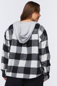 WHITE/BLACK Plus Size Hooded Plaid Combo Top, image 3