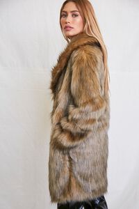 BROWN/MULTI Faux Fur Longline Coat, image 2