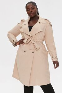 TAUPE Plus Size Double-Breasted Coat, image 1