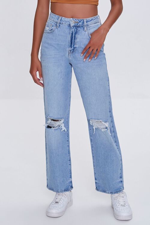 LIGHT DENIM Premium Distressed 90s Fit Jeans, image 2
