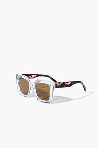 CLEAR/BROWN Square Frame Sunglasses, image 2