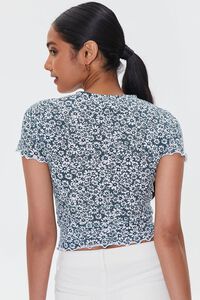 PATINA/WHITE Floral Print Cutout Cropped Tee, image 3