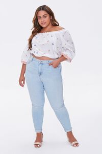 WHITE/MULTI Plus Size Off-the-Shoulder Top, image 4