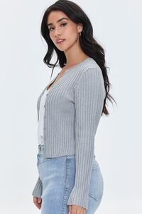 HEATHER GREY Plus Size Ribbed Knit Cardigan Sweater, image 2