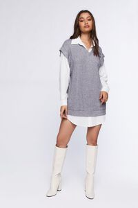 HEATHER GREY/WHITE Sweater Vest & Shirt Combo Dress, image 4