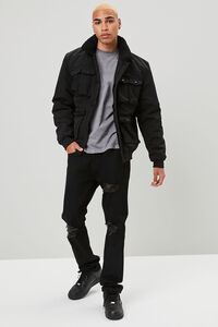 BLACK/CREAM Twill Faux-Shearling Collar Jacket, image 5
