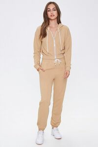 TAUPE French Terry Zip-Up Hoodie, image 4