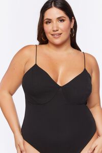 BLACK Plus Size Ribbed Cami Bodysuit, image 5
