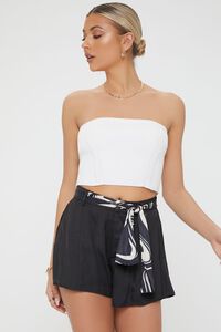 Belted Satin Mini Skirt, image 1