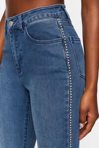 MEDIUM DENIM Rhinestone-Trim High-Rise Flare Jeans, image 6