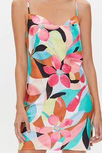 PINK/MULTI Floral Print Satin Mini Slip Dress, image 5