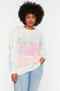 WHITE/MULTI Plus Size Def Leppard Long-Sleeve Graphic Tee, image 1