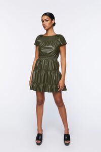 OLIVE Faux Leather Tiered Mini Dress, image 4