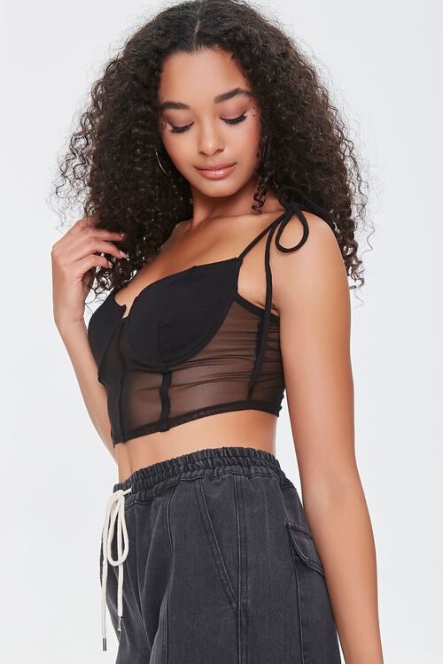 BLACK Mesh Bustier Cropped Cami, image 3